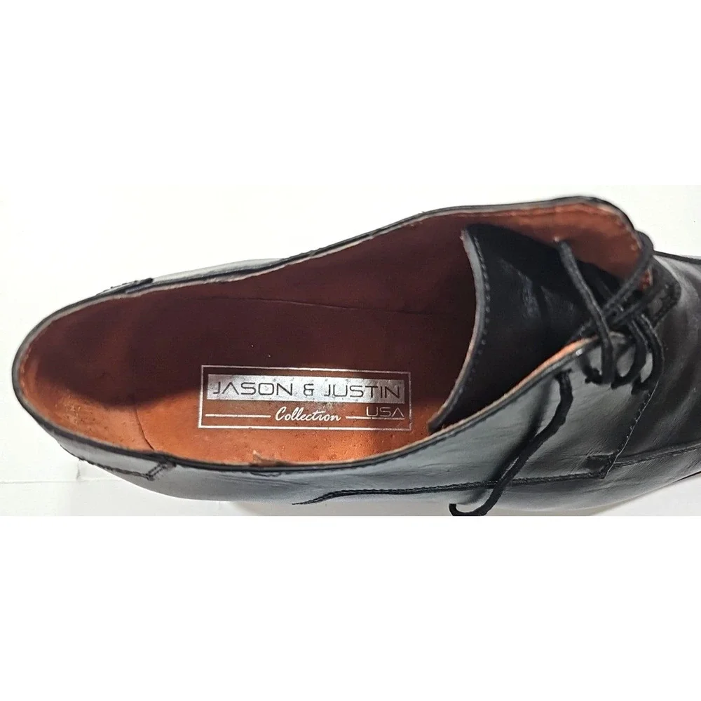 Jason & Justin Collection ~Men's Size 9.5~ Black Leather Dress Oxford Shoes.